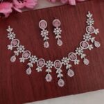AD Baby Pink Flower Designer Necklace