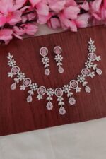 AD Baby Pink Flower Designer Necklace