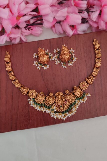 Premium Lakshmi Designer Green Beads Necklace