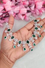 Ad Flower Designer Dark Green Stone Necklace - Image 2