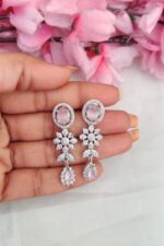 AD Baby Pink Flower Designer Necklace - Image 3