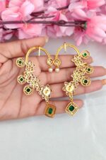 Beautiful Green Stone EarCuff Earrings - Image 2