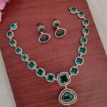 AD Peacock Green Stone Designer Necklace