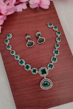 AD Peacock Green Stone Designer Necklace