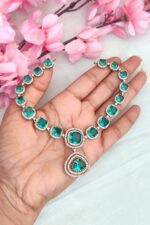 AD Peacock Green Stone Designer Necklace - Image 2