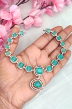 AD Pista Green Stone Designer Necklace - Image 2