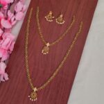 Green Stone Kemp Designer Long Necklace Set