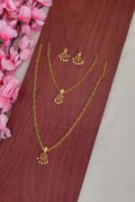 Green Stone Kemp Designer Long Necklace Set