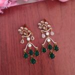 Trendy Green & White Stone Earrings