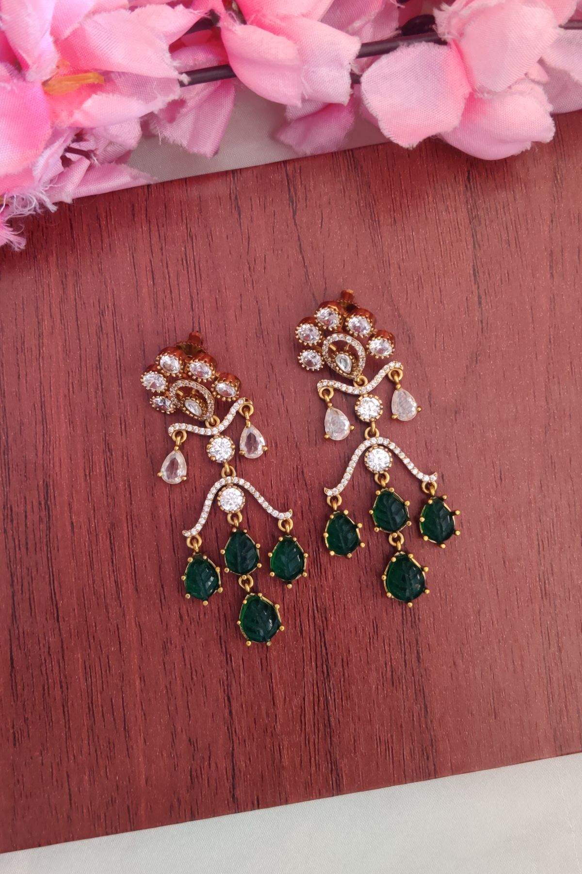 IMG_20260326_132044.jpg-1.jpeg Trendy Green & White Stone Earrings - Image 1