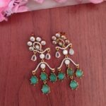 Trendy White & PistaGreen Stone Earrings