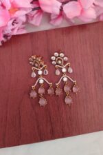Trendy White & BaByPink Stone Earrings