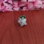 AD Green Stone Flower Designer Finger Ring