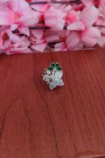 AD Green Stone Flower Designer Finger Ring