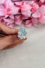 Beautiful AD Pista Green Designer Finger Ring - Image 2