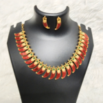Traditional Kerala Red Palakka Choker Necklace Set
