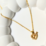 Gold Heart Pendant Love Necklace with Arrow and Crystals
