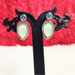 Pearl & Crystal Stud Earrings (Oval) - Image 2