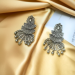 Oxidized Silver Peacock Jhumka Earrings