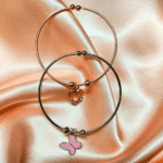 Elegant Twin Charm Bangle Bracelet Set – Wear Together or Separate (Pink)