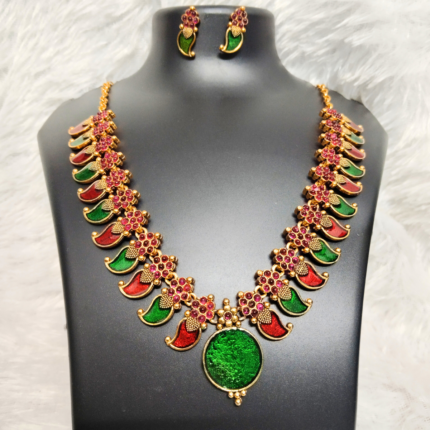 Traditional Kerala Palakka Necklace Set for Women