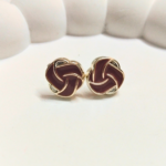 Red Swirl Stud Earrings – Elegant Enamel Knot Design