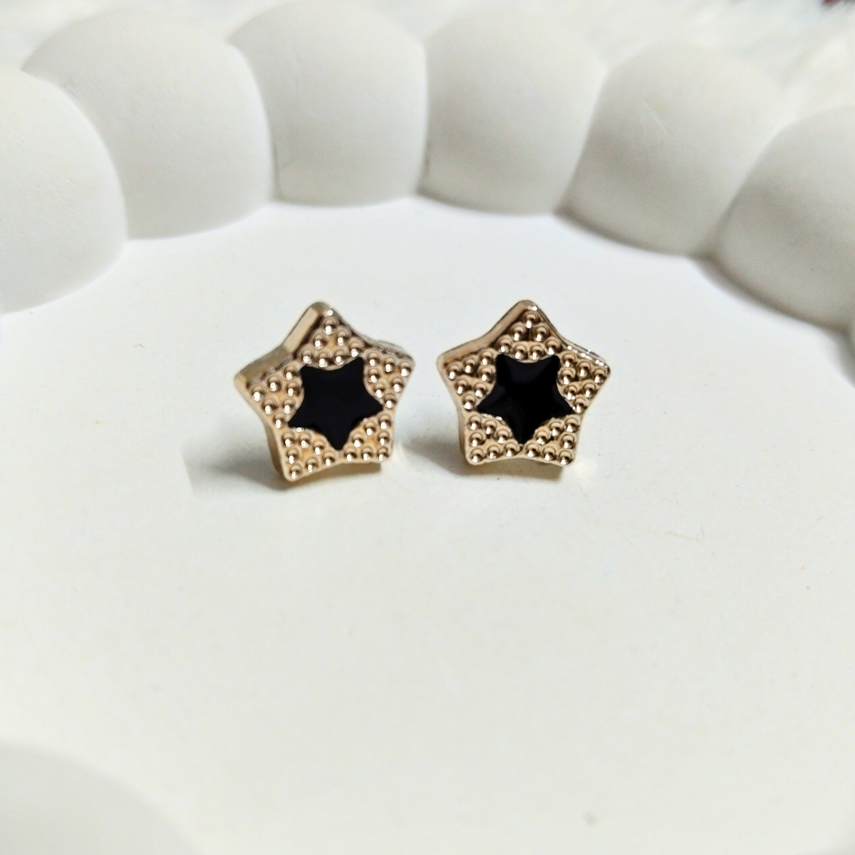 Star_star.png Gold Star Stud Earrings with Black Enamel – Cute & Trendy - Image 1