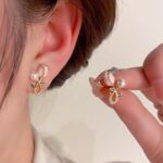 Elegant Tulip Pearl Stud Earrings