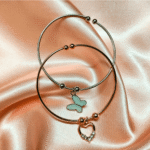 Elegant Twin Charm Bangle Bracelet Set – Wear Together or Separate (White)