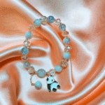 Crystal Beaded Bracelet with Adorable Teddy Bear Charm