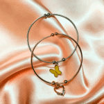 Elegant Twin Charm Bangle Bracelet Set – Wear Together or Separate (Yellow)